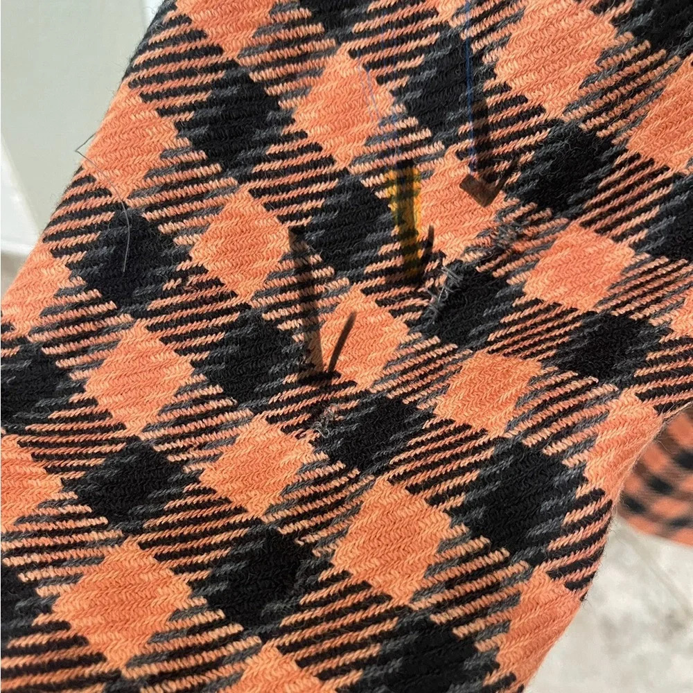 Vintage BARAMI 100% WOOL COAT BLAZER SZ 12 FULLY LINED BLACK ORANGE HOUNDSTOOTH - Picture 16 of 17